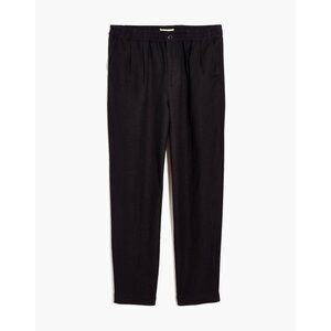 NWT Madewell Womens Size XL Black Linen-Blend Track Crop Trouser Pants NEW